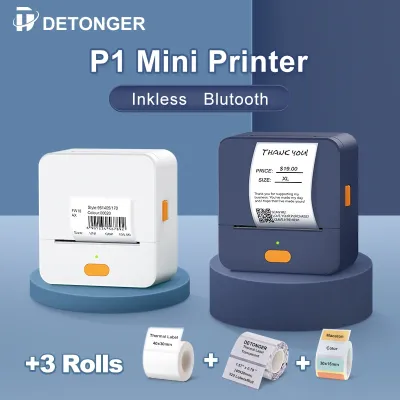 แบบพกพาขนาดเล็ก P1 DETONGER เครื่องพิมพ์สติกเกอร์แบบพกพาไร้สายเครื่องปริ้นตราด้วยความร้อนไร้สาย