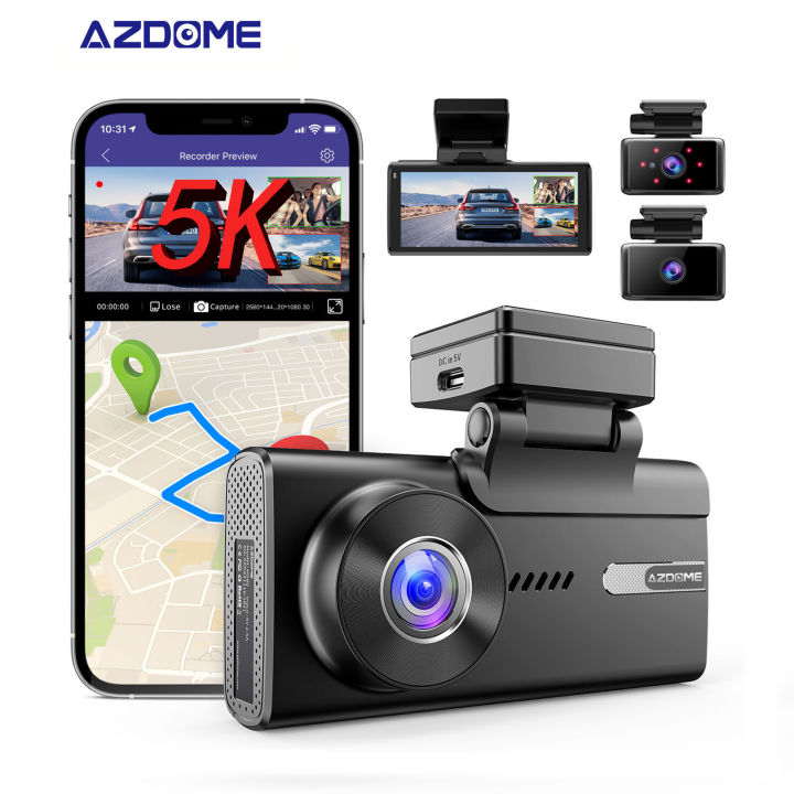 WiFi 3CH UHD 4K GPS Dash Cam Front+Rear+Cabin Car Camera Video