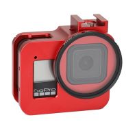 เคสป้องกันอะลูมิเนียมอัลลอยสำหรับ Gopro Hero 8กรอบโลหะดำกรงเลนส์กรองแสงยูวีสำหรับ Go Pro 8อุปกรณ์เสริมกล้อง