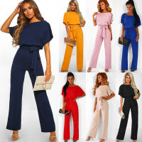 Elegant Short Sleeve O Neck Casual Women Jumpsuits Loose Plus Size 3XL Overalls Female Rompers Womens Jumpsuits Lady Streetwears