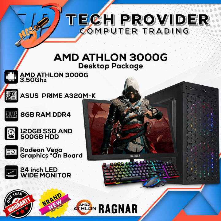AMD Athlon 3000g Desktop Package Athlon 3000g with Vega 3 Graphics, 8GB RAM DDR4, 120GB SSD