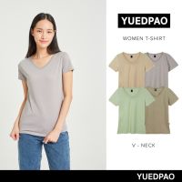 Yuedpao ?ยอดขาย No.1 เสื้อยืดผู้หญิงคอวี ทรงเข้ารูป ผ้านุ่ม ใส่สบาย เสื้อยืดสีพื้น เสื้อยืดผู้หญิง คอวี Set Forest