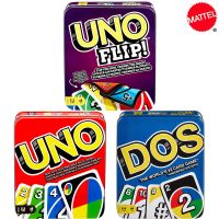 Mattel UNO DOS FLIP! Tin Box Family Card Game Entertainment Fun Poker Party Games Playing Cards Kids Toys