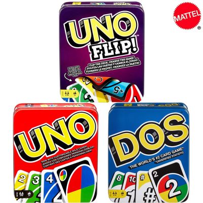 Mattel UNO DOS พลิก! เกมไพ่หลายคนสำหรับครอบครัวโป๊กเกอร์สนุกสูงเกมปาร์ตี้ความบันเทิงการ์ด Unos Kids Toys
