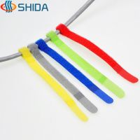 100 PCS 10*130mm P Type Magic Fastener Tapes Nylon Cable Ties Hook and Loop Straps for Laptop PC TV Wire Management Cable Management