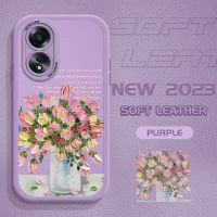 Case4you สำหรับ OPPO A58 4G A78 4G เคสหลังหนังลายดอกไม้ลายการ์ตูนเคสนิ่มปกหนัง PU เคสโทรศัพท์