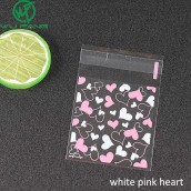 Bộ 100 túi nhựa tự dính họa tiết trái tim 7x7cm đựng bánh kẹo đóng gói quà tặng cho tiệc cưới sinh nhật WU FANG - INTL