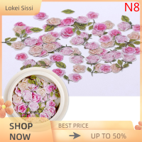 Lokei 50ชิ้น/กล่อง Nail Art Charms ดอกไม้ Rose Ultra Thin wood Pulp Patch DIY Nail Art