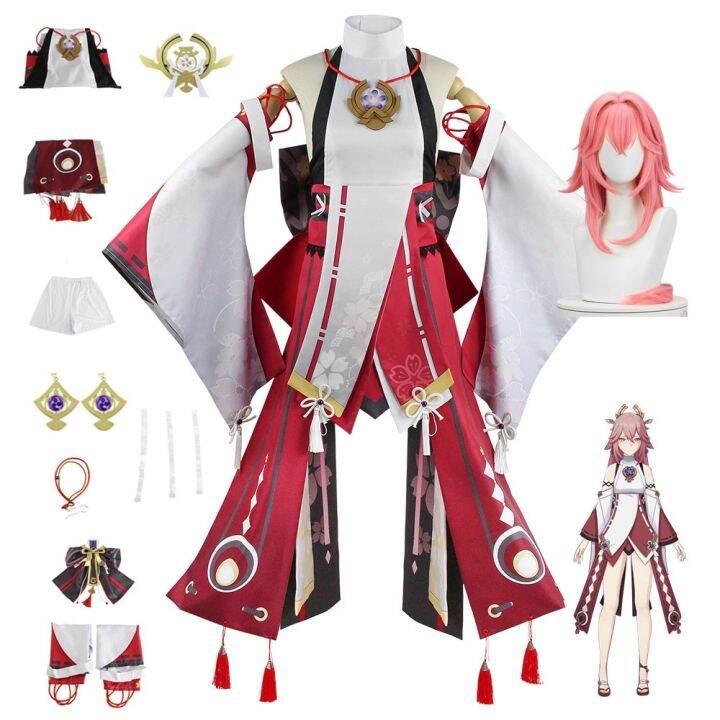 genshin-impact-yae-miko-guuji-yae-cosplay-girls-uniform-women-outfit-halloween-costume-carnival-kimono-clothing-anime-clothes