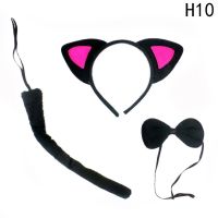 bestwish Cute Black Cat Ears Headband Bow Tie Tail Set Party Costume Cosplay Props