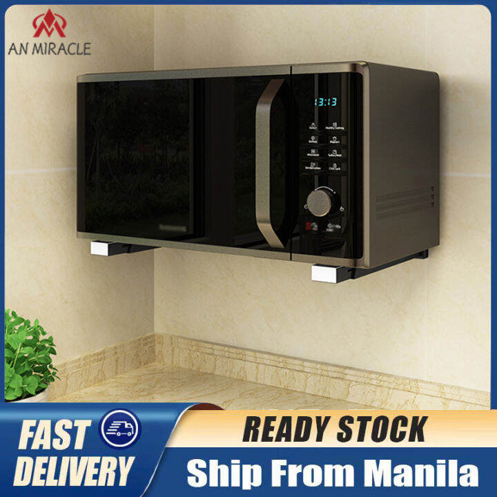 Wallmounted Microwave Oven Holder Folding Rack Stainless Steel Kitchen