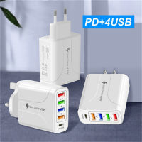 5พอร์ต48W Charger QC3.0 PD 18W Quick Charger 4USB 3.1A Fast Charging Power Adapter USB Charger สำหรับ 11 12 Samsung