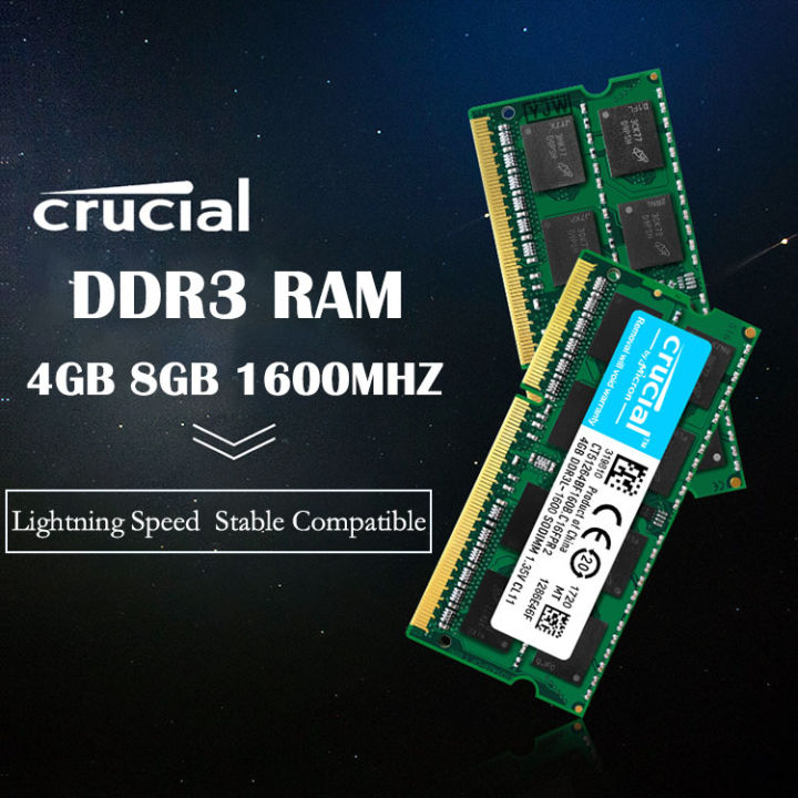 Laptop Memory, Crucial 4GB DDR3L-1600 SODIMM CT51264BF160B