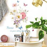 Home Decoration Creative Peony Stickers Butterfly Wall Paste 50*35cm