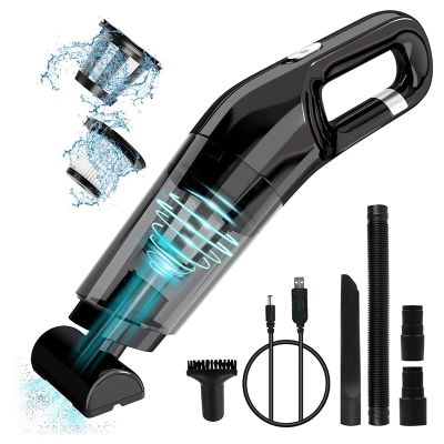 Cordless Portable Handheld Vacuum Rechargeable Small Car Vacuum ABS Black with 120W High Power