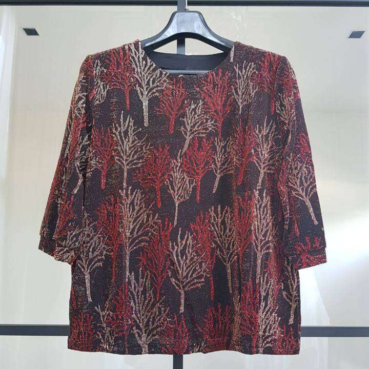 เสื้อลายต้นไม้-ผ้าสแปนเด็กซ์-มีกริตเตอร์-ใส่สบาย-เสื้อผู้ใหญ่ผู้หญิง-เสื้อคุณแม่-ผู้สูงอายุ-เสื้อคุณยาย-ของขวัญคุณแม่