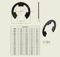 แยกไซส์แหวนล็อคเพลาเหล็กม สเตนเลส E clip Steel, 304 Stainless คลิปล็อกตัว อี  แหวนล็อกตัวอี ล็อกหัวเพลา ไซส์ 20 ชิ้น _พร้อมส่ง