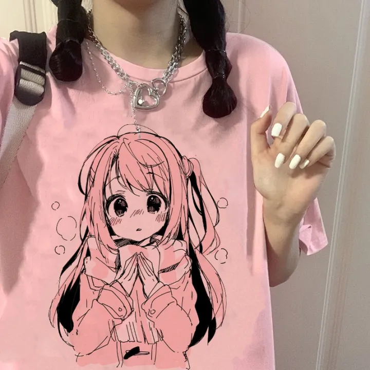 Newy2kCute Cartoon Sweet Girls Japanese Streetwear Harajuku Fun Pink  T-Shirt Kawaii Casual Tops Ulzzang Loose Summer Women Shirt | Lazada PH