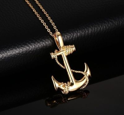 JDY6H Trend Retro Men Pirates of the Caribbean Anchor Necklace Hip Hop Vintage Stainless Steel Anchor Jewelry Teens Accessories Gif