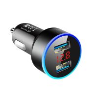 Hot Sellers 3.1A Dual USB Car Charger LCD Voltage Meter Display 12-24V Multiplecolor LED C igarette Socket Lighter Fast Charging Power Adapter