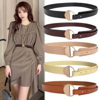 Women Genuine Leather Decorative Belt Perforation-Free Narrow-Waist Simple ins Large Clothes