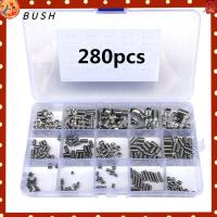 BUSH 280Pcs ขนาด14นิ้ว ชุดสกรูสกรู M2.5/M3/M4/M5/M6/ เหล็กไร้สนิม สกรูซ็อกเก็ตหัวหกเหลี่ยมอัลเลน พร้อมกล่องเก็บของ สกรูเมตริก สิ่งที่ติดตั้ง