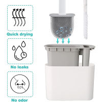 Silicone Bristles Toilet Brush Drying Holder with Small Brush for Bathroom Urinal Deep Cleaning Tool Wall Mounted WC Accessories