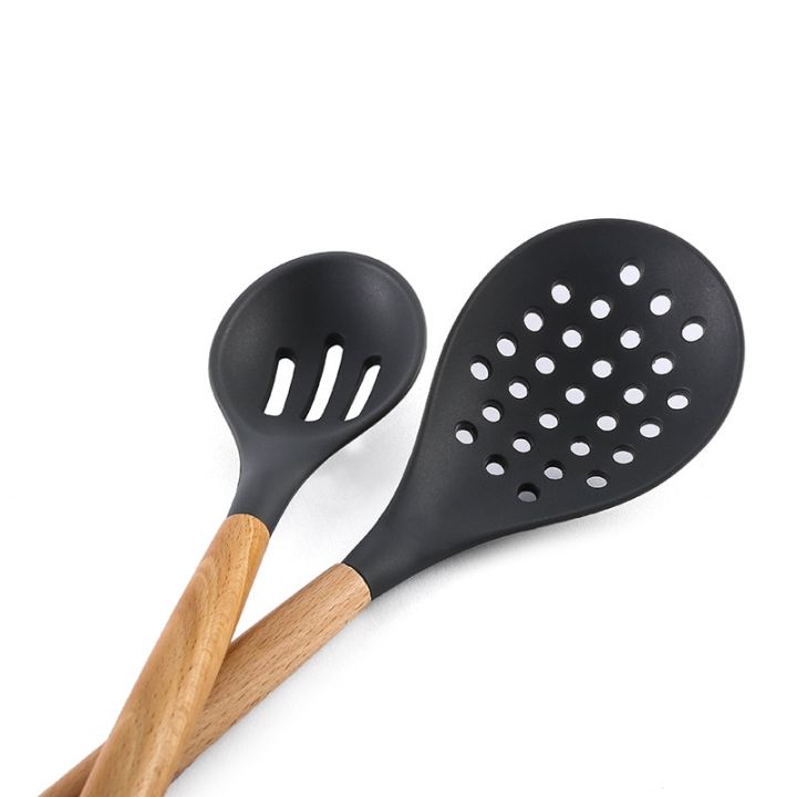 worth-buy-เครื่องใช้ในเครื่องใช้ในครัวซิลิโคนด้ามไม้อุปกรณ์ทำอาหารทนทานอุปกรณ์ทำอาหารกันติดอุปกรณ์เครื่องครัว