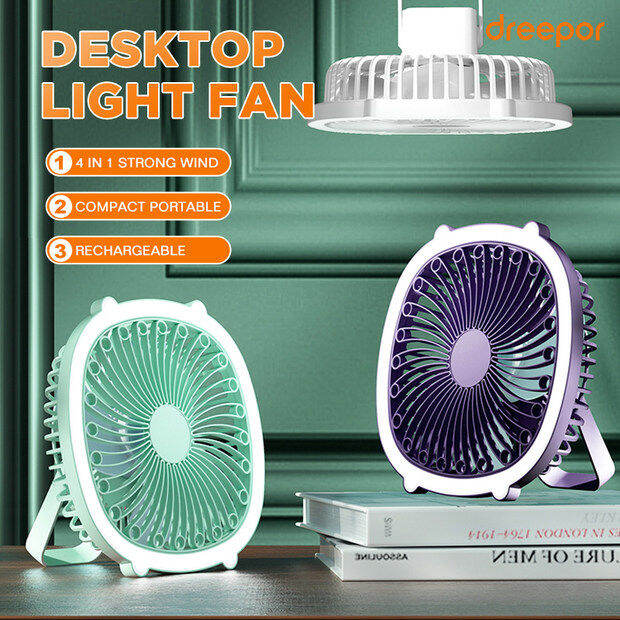Dreepor Mini Fan Rechargeable Electric Fan LED Light Portable mini fan