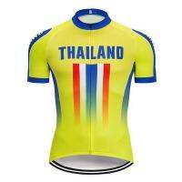 ใหม่ประเทศไทยย์ทีมชาติสไตล์ผู้ชายสีเหลืองแขนสั้นขี่จักรยานย์ชุด