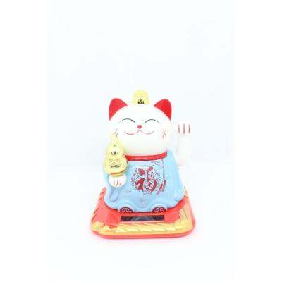 สินค้าใหม่ Lucky Cat แมวกวักโซล่าเซล แมวกวักนำโชค แมวกวัก พลังงานแสงอาทิตย์ ขนาด 10cm สีฟ้า