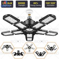 15000LM 200W Foldable LED Bulbs E27 Garage Light Adjustable Multi Panel Market Shop Ceiling Lamp For Workshop Warehouse Lighting