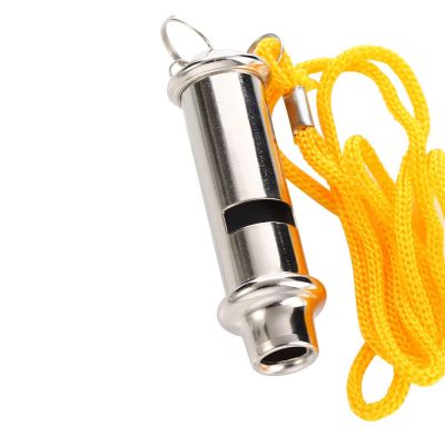 Hot Sale 1pcs Stainless Steel Emergency Survival Whistle Portable Warning Security for Police Traffic with Lanyard Metal Whistle Survival kits