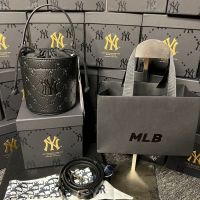 MLBˉ Official NY Korean trendy brand perfume bag full of temperament matte black Nano bucket bag shoulder Messenger light luxury rich fortune bucket bag