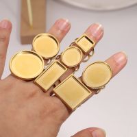 【CW】 4PCS Gold Settings Adjustable Round Oval Blank Base Jewelry Making Supplies Wholesale