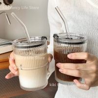 【CW】▧✼▦  450ml Glass Cup With Lid and Transparent Juice Mocha Cups Mug