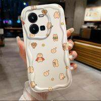 เคสสำหรับ Vivo Y35ลายคลื่นหมีและไอศกรีมเคสเคสโทรศัพท์นิ่มสาวน่ารัก