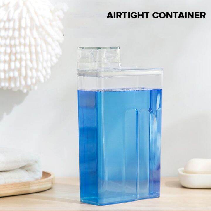 Laundry Detergent Dispenser With Measuring Cup Clear Airtight Washing  Powder Container Multipurpose Laundry Liquid Storage Box