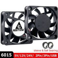 2Pcs/Lot Gdstime 6015 60MM 5V 12V 24V 2Pin 3Pin USB Fan 60x60x15mm 6cm Brushless DC Cooling Fans CPU Cooler for Computer PC Case