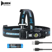 WUBEN ไฟหน้า H1พลังสูงแบบแฮนด์ฟรีชาร์จได้ไฟฉาย LED 1200LM 10โหมดการทำงานพร้อมไฟหน้าแบตเตอรี่2600MAH