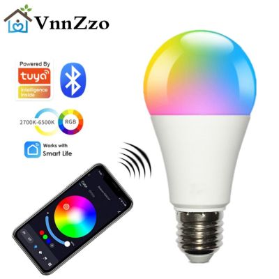 : “-- Vnzzo RGB หลอดไฟอัจฉริยะบลูทูธควบคุมผ่านแอปได้15W E27 RGB + CW + WW เข้ากันได้กับ IOS หลอดไฟแอลอีดีเปลี่ยนสีได้