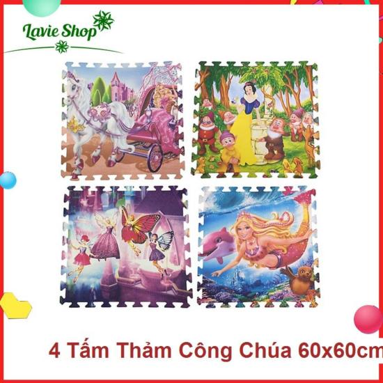 Bộ 4 miếng thảm xốp mềm lót sàn hình bạch tuyết, tiên cá - ảnh sản phẩm 1