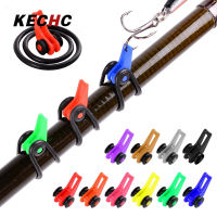 KECHc 10ชิ้นที่เก็บตะขอ Joran Pancing หลายสีปลอดภัยในเบ็ดเกี่ยวที่จับเหยื่อล่อปลาอุปกรณ์เหยื่อ