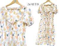 Zoe Clothes     เดรสพร้อมจัดส่ง เนื้อผ้าชีฟอง   คอ V  แต่งระบายโดยรอบ แขนสั้นระบาย   ZOE 402 มีซับใน