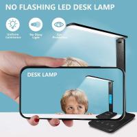 10W LED Desk Lamp With Phone Wireless Charger USB Charging Port Dimmable Eye-Caring Office Lamp For Work Folding Design