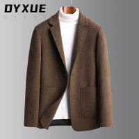 2021 Designer nd high quality wool mens tweed coat lapel classic gray brown black winter new short jacket Solid color