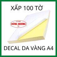 Xấp 100 Tờ Decal Đế Vàng , Kích thước A4, Loại Cắt