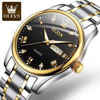 OLEVS 5563 Business Men Wristwatch Quartz Stainless Steel Band Waterproof Watches For Men Luminous Calendar Week Display