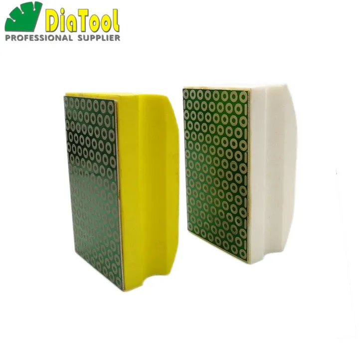 diatool-2pcs-electroplated-diamond-hand-polishing-pad-90x55mm-grit-400-600-hand-pad-foam-backed-grinding-block