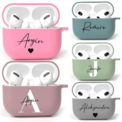 Personalized Custom Name Text Soft Silicone Earphone Case for Airpods 1 2 3 Pro Love Heart Cute Soft Cover for Airpods 3 Case Headphones Accessories